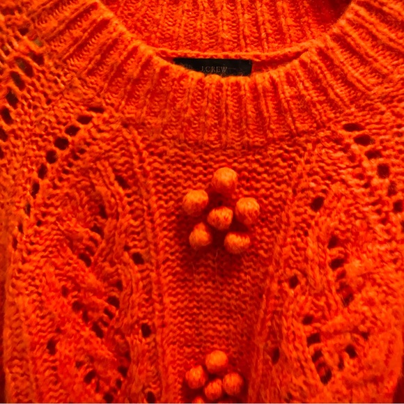 J Crew Wool Alpaca Blend Pointelle Flower Knit Sweater - Picture 4 of 5